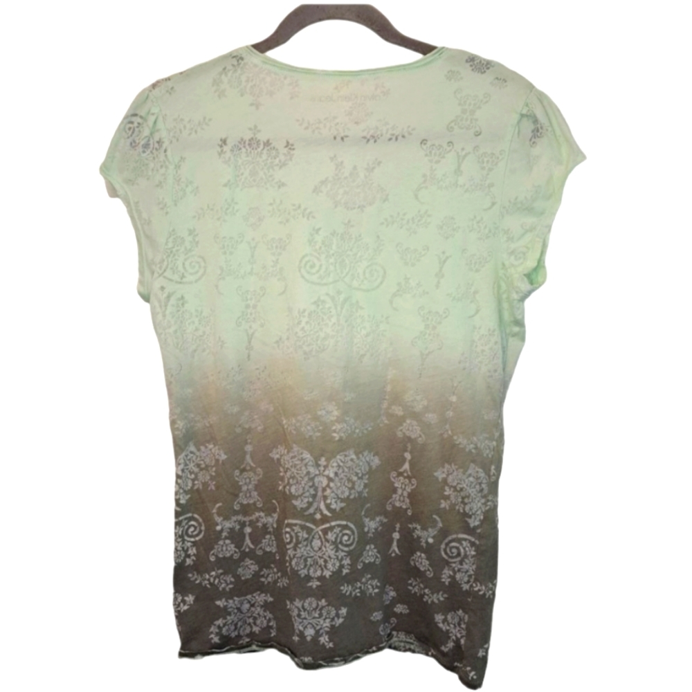 Calvin Klein Jeans Lighweight Sheer Floral Green Gray Ombre Top Size Large - Picture 2 of 6